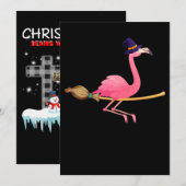 フラミンゴ | 面白いフラミンゴ魔女 ハロウィン 招待状 (正面/裏面)