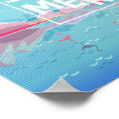 フラミンゴ、魔法旅行、夏の熱帯海ビーチ ポスター (角)