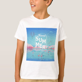 フラミンゴ、魔法旅行、熱帯海のビーチ、トレンディー Tシャツ