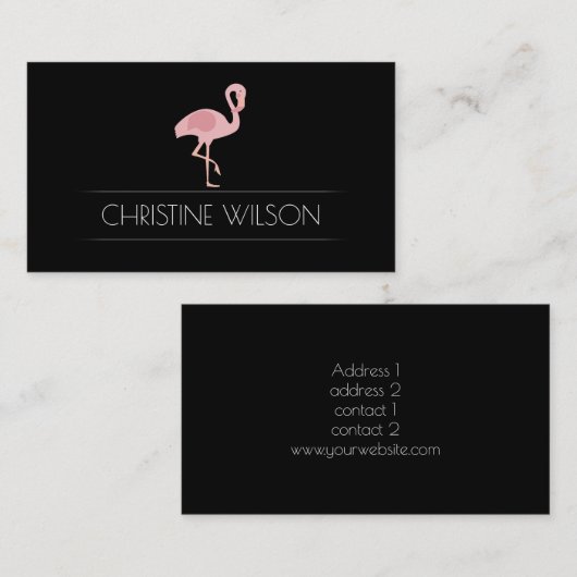 フラミンゴ（黒） 名刺 (正面/裏面)