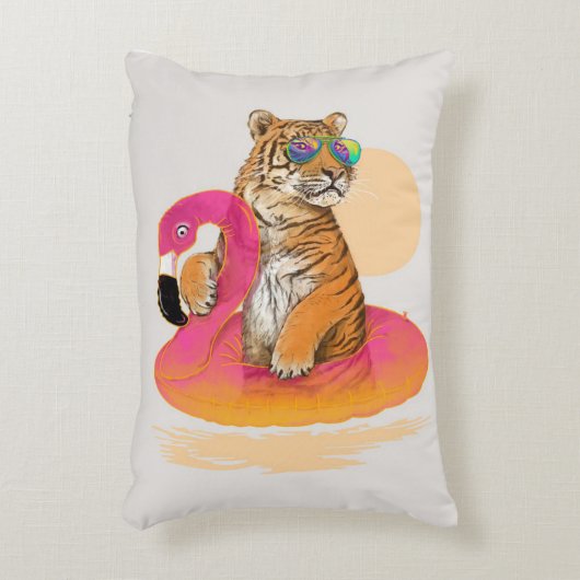 フラミンゴ | Chillin おもしろい Flamingo Tiger Friends アクセントクッション (正面(垂直))