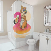 フラミンゴ | Chillin おもしろい Flamingo Tiger Friends シャワーカーテン (インサイチュ)