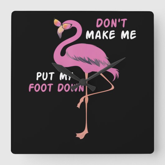 フラミンゴ | Flamingo With Glassesは私を置かない スクエア壁時計 (正面)