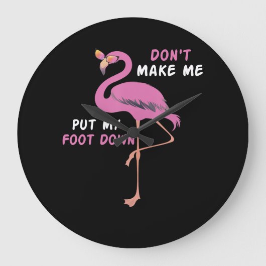 フラミンゴ | Flamingo With Glassesは私を置かない ラージ壁時計 (正面)