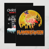 フラミンゴ | Flamingoween おもしろい Witch Halloween セーブザデート (正面/裏面)