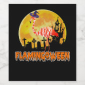 フラミンゴ | Flamingoween おもしろい Witch Halloween ワインラベル (シングルラベル)