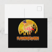 フラミンゴ | Flamingoween おもしろい Witch Halloween 案内ポストカード (正面/裏面)