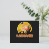 フラミンゴ | Flamingoween おもしろい Witch Halloween 案内ポストカード (スタンド正面)