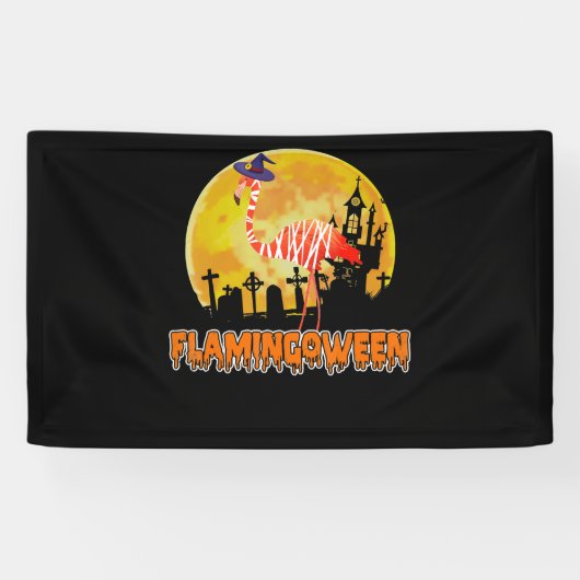 フラミンゴ | Flamingoween おもしろい Witch Halloween 横断幕 (横)
