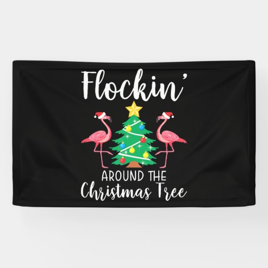 フラミンゴ | Flockin のまわりに Christmas Flamingo 横断幕 (横)