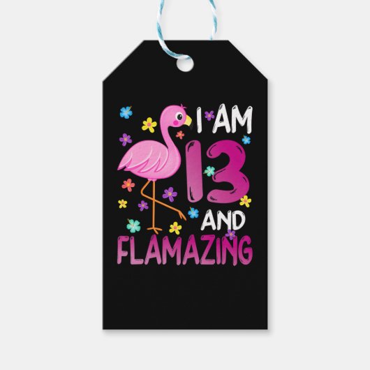 フラミンゴ |I Am 13 Flamazing Amazing 13誕生日 ギフトタグ (正面)