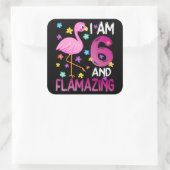 フラミンゴ | I Am 6 Flamazing Amazing 6誕生日 スクエアシール (バッグ)