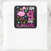 フラミンゴ | I Am 9 Flamazing Amazing 9誕生日 スクエアシール (バッグ)