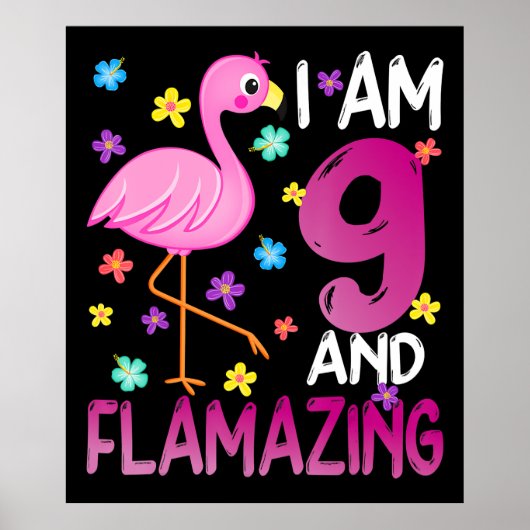 フラミンゴ | I Am 9 Flamazing Amazing 9誕生日 ポスター (正面)