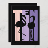 フラミンゴI 10歳の誕生日のかわいい贈り物 セーブザデート (正面/裏面)