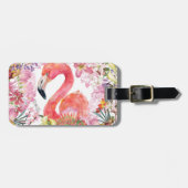 フラミンゴinフラワージャングル – 夏柄 ラゲッジタグ (正面横)