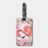 フラミンゴinフラワージャングル – 夏柄 ラゲッジタグ (裏面縦)