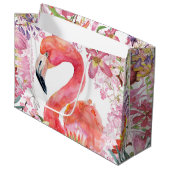フラミンゴinフラワージャングル – 夏柄 ラージペーパーバッグ (正面アングル)