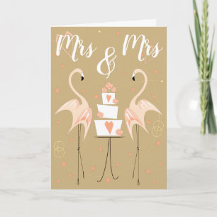 フラミ結婚ンゴ夫人&ミセス・文字 カード