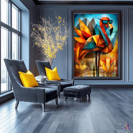 フラミ魅力的ンゴ – Cubist クール in Shades ポスター