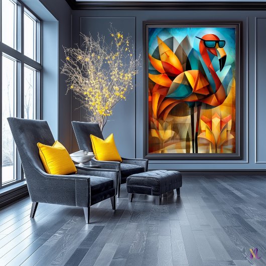 フラミ魅力的ンゴ – Cubist クール in Shades ポスター