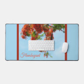 フラムボ王室のヤンポインシアナ植物性フローラブルー デスクマット (キーボード&マウス)