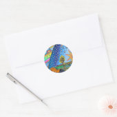 フラムマリオンウッドカットフラットアースデザインスクエアカラー ラウンドシール (封筒)