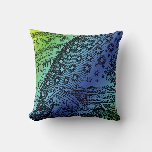 フラムマリオン天国と地球版木、銅版、版画アートワーク クッション (正面)