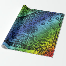 フラムマリオン天国と地球版木、銅版、版画アートワーク ラッピングペーパー