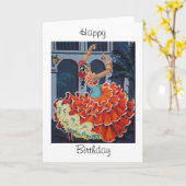 フラメンコのダンサーのハッピーバースデーカード カード (黄色い花)