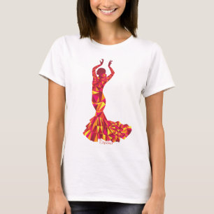 フラメンコのダンサー旅行グラフィックのティー Tシャツ