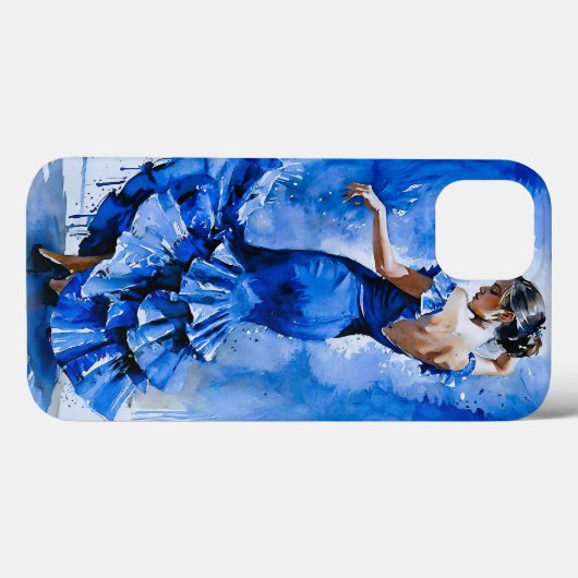 フラメンコエレガントスペインのダンサーレディーインブルー Case-Mate iPhoneケース (裏面 (横))
