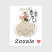 フラメンコスペインのダンサー女性スペイン旅行アート シール (シート)