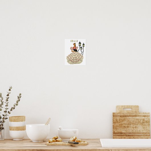 フラメンコスペインのダンサー女性スペイン旅行アート ポスター (キッチン)