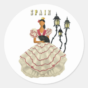 フラメンコスペインのダンサー女性スペイン旅行アート ラウンドシール