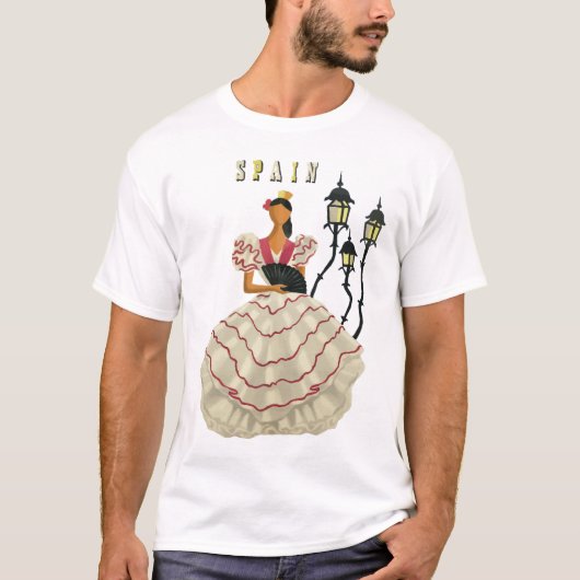 フラメンコスペインのダンサー女性スペイン旅行アート Tシャツ (正面)