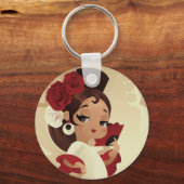 フラメンコスペインのフェスティバルチビ（小さくかわいく書いた感じ）ガール キーホルダー (正面)