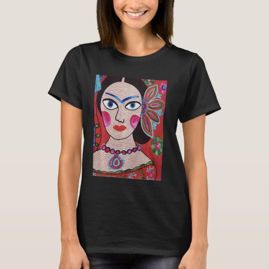 フラメンコスペインのフラワーボホガールウーマン Tシャツ (正面)
