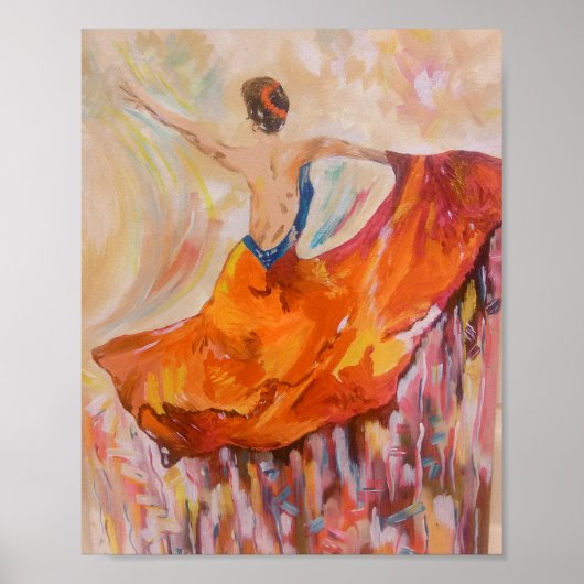 フラメンコダンサーインレッドプリント ポスター (正面)