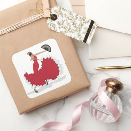 フラメンコダンサーシール スクエアシール