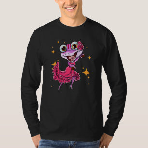 フラメンコダンサー サンショウウオとカスタネット スペインフォルクロア Tシャツ