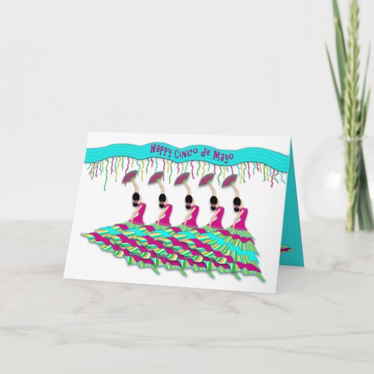 フラメンコダンサー、シンコ·デ·マヨが白地で孤立 カード (正面)