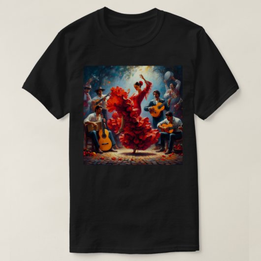 フラメンコダンサー スペイン音楽バンド Tシャツ (デザイン正面)