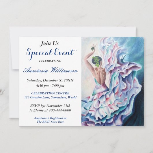 フラメンコダンスパーティーイベントへようこそ 招待状 (正面)