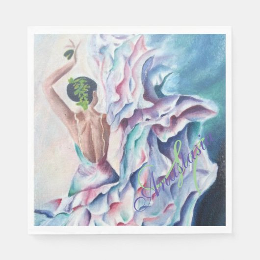 フラメンコダンスパーティーモノグラム スタンダードランチョンナプキン (正面)