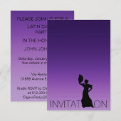 フラメンコラテンダンスパーティーパープルラバンダグラデーション 招待状 (正面/裏面)