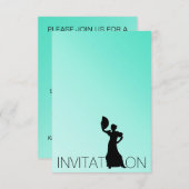 フラメンコラテンダンスパーティーミントブルーグラデーション 招待状 (正面/裏面)