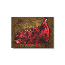 フラメンコレディスペインダンスアートレッドブラックブラウン