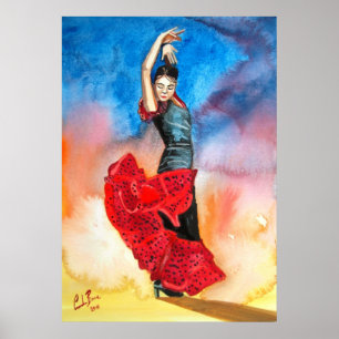 フラメンコ絵画ダンサー ポスター