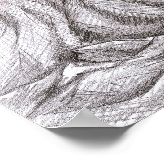 フラメンコ踊り女性火山の超現実的な鉛筆アート ポスター (角)